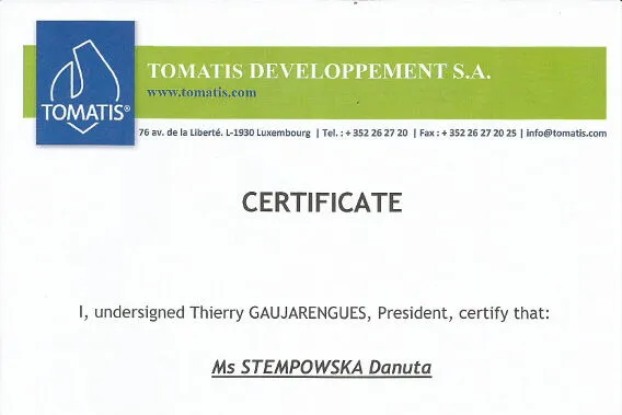 Certyfikaty Centrum Tomatisa